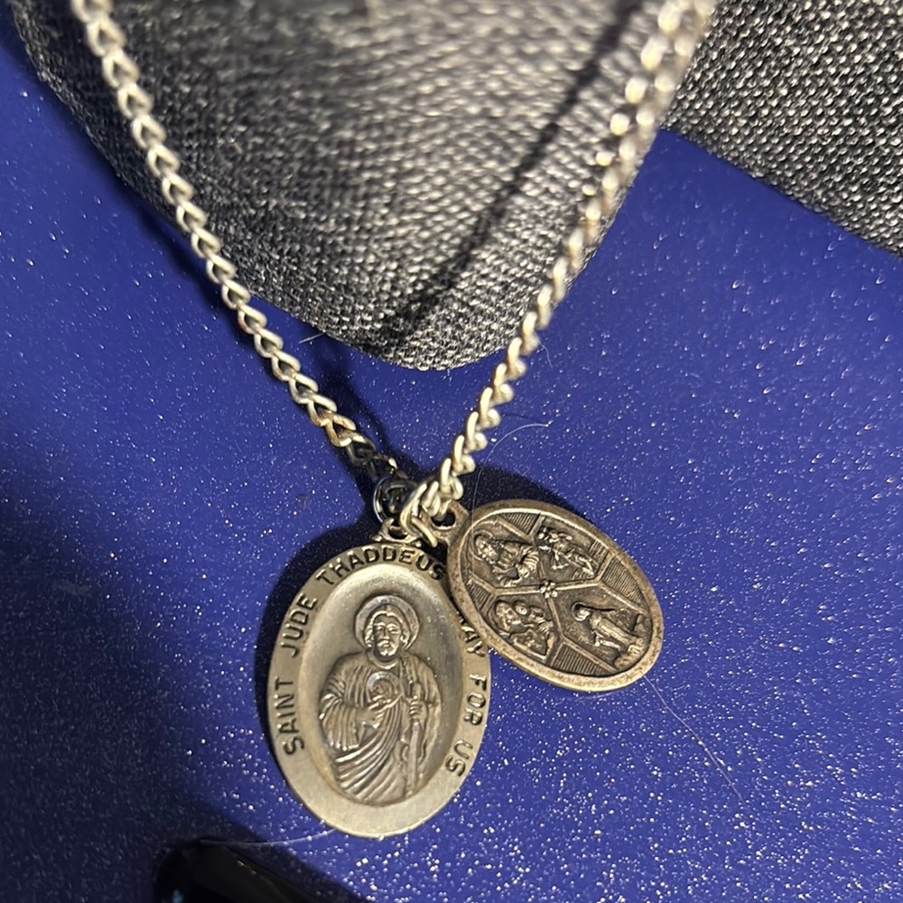 Silver Layered Necklace with Oval Pendants